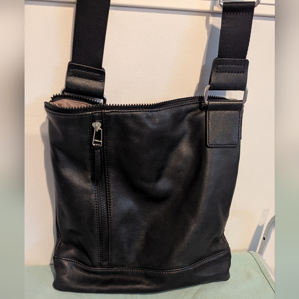 Margot Genuine Black Leather Crossbody